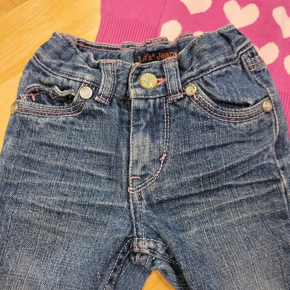 Levi's boot Cut Denim Jeans Size 12 months Cherokee heart sweater - Picture 9 of 10
